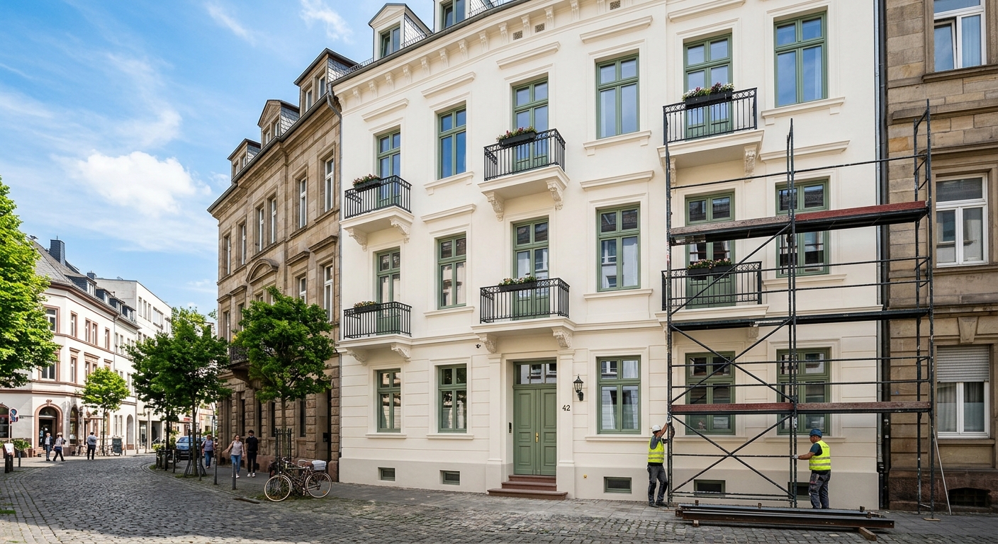 Frisch renovierte Fassade in Frankfurt